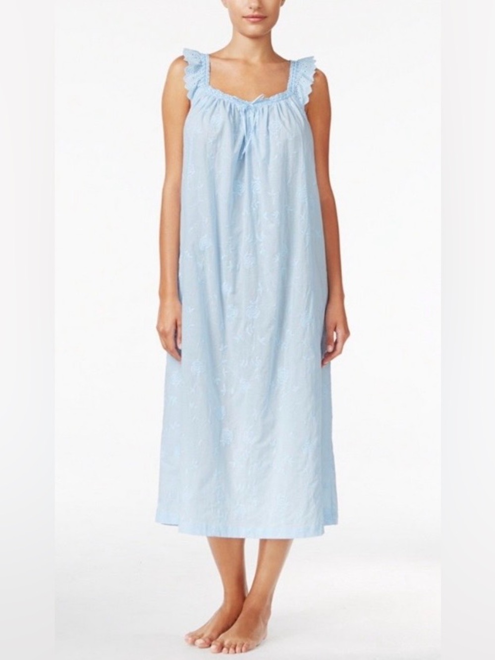 NEW Charter Club Blue Floral Sleeveless Nightgown Ruffled Neckline Straps XXXL